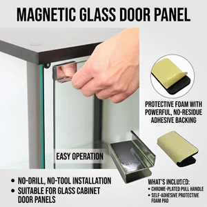 Manija Magnética Moderna de Acero Inoxidable para Paneles de Vidrio Exteriores, Tirador Industrial Plateado de Fácil Instalación - Product Image 3