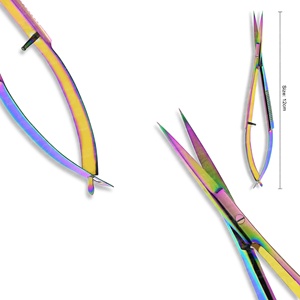 Micro ciseaux professionnels en acier inoxydable de 12cm avec poignée à ressort pour une coupe précise des narines et des sourcils - Product Image 1