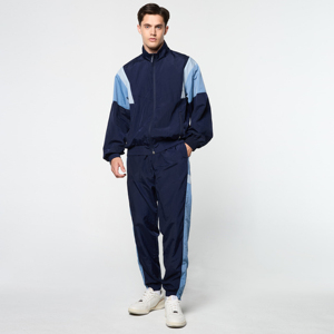 Chándal Deportivo para Hombre, Color Azul Marino, con Bloques de Color, Largo, Ligero, de Poliéster, Corte Regular, para Otoño, con Bolsillos Laterales - Product Image 2