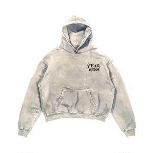 Sudadera con capucha negra para hombre de marca, de algodón French Terry, con estampado de letras y logo frontal, estilo streetwear de otoño, con efecto acid wash. - Product Image 3