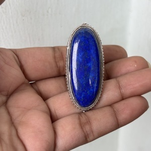 Long Bohemian Style 925 Silver plated <b>Ring</b> Fashionable Oval shape <b>Lapis</b> <b>Lazuli</b> Gemstone for Weddings Engagements Parties - Product Image 5