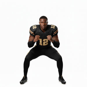Ensemble uniforme de football américain pour homme, design unique, couleur noire unie, séchage rapide, antibactérien - Product Image 3