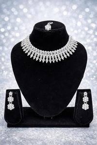 Parure de bijoux de mariée en platine et zircon XOXO, collier marquise et boucles d'oreilles pendantes, pour fiançailles, anniversaire, mariage, fête, pour femme - Product Image 5