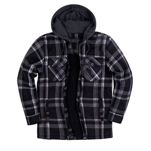 High Quality <b>Mens</b> Cotton Plaid Flannel <b>Shirt</b> Jacket With Hood Insulated Warm <b>Winter</b> Outerwear Shacket Supplier - Product Image 4