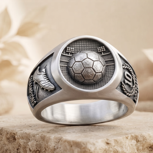 Anillo de Campeón Deportivo Personalizado para Hombre, Anillo de Campeonato de Fútbol, Acabado Plateado Vintage, Venta al Por Mayor - Product Image 4