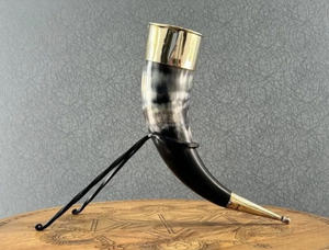 Haute qualité alimentaire poli personnalisé support boeuf buffle artisanat naturel Viking corne à boire à bas prix de l'Inde - Product Image 2