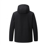 Veste coupe-vent noire à capuche pour homme personnalisée avec fermeture éclair vert fluo et logo sur le devant, style sportif, pour l'automne