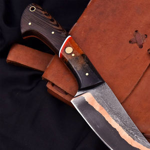 Couteau de cuisine Santoku haut de gamme en cuivre damas fait main avec manche en bois lisse pour trancher, couper en dés et hacher - Product Image 6