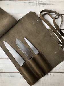 High Quality Genuine <b>Leather</b> Portable Lightweight Chef <b>Knife</b> <b>Roll</b> Bag for Travel and Storage LKR-0221 - Product Image 5