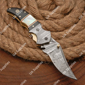 Couteau de poche pliant en acier Damas, fait main, manche exotique haut de gamme, lame ultra-affûtée à pointe tombante, DIY EDC, étui, OEM/ODM - Product Image 3