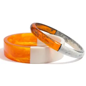 Conjunto de pulsera de textura de resina colorida, hermosos brazaletes alegres con piedras, Colección juguetona perfecta, hallazgos de joyería - Product Image 1