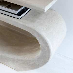 Table console en bois effet béton blanc Vandana Elara Aston - Product Image 2