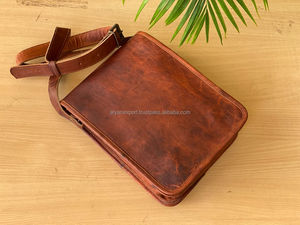 Bolso de mano Vintage de cuero de cabra, bolsa de hombro de 9x11 pulgadas, marrón, marroquí - Product Image 3