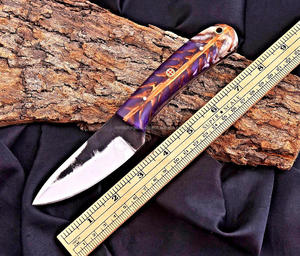 Couteau de chasse EDC à lame fixe en acier 12c27 personnalisé, manche en forme de cône de pin, étui en cuir, fabrication OEM, lame pleine longueur - Product Image 2