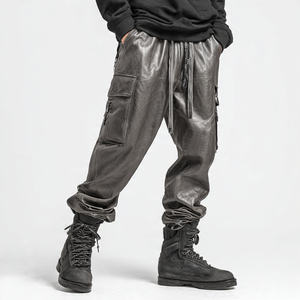 Biker PU Leather Street Style Pants for <b>Men</b>-Motorcycle Riding Pants with Breathable & UV Protection - Product Image 3