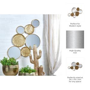 Espejo Moderno Heritage Gold Cluster 2026 - Arte de Pared Hexagonal de Metal Martillado Hecho a Mano para Interiores de Lujo - Product Image 2