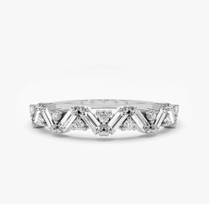 14K Gold Vintage Pav Lab Grown <b>Diamond</b> Bridal Wedding <b>Ring</b> - Product Image 3