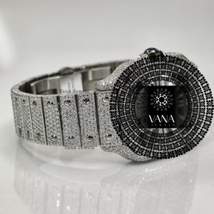 Montre de luxe en acier inoxydable sertie de moissanite VVS, testée au diamant, pour homme, style hip-hop - Product Image 2