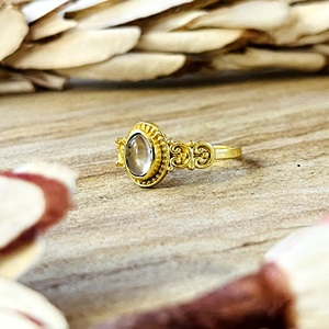 New Arrival Moonstone <b>Rings</b> Boho Brass Jewelry Women 18k Gold Plated Antique Filigree <b>Dainty</b> Scroll <b>Ring</b> for Wholesale/OEM/ODM - Product Image 5