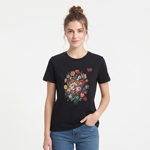 T-shirts pour femmes à motifs floraux, manches courtes, col rond, coupe classique, imprimé coloré, jersey décontracté, mode estivale, respirant - Product Image 1