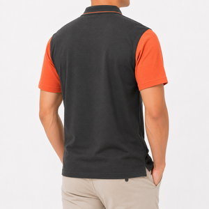Camiseta Premium de Punto Piqué para Hombre, Diseño de Corte en Contraste, Logotipo Bordado, Cuello con Media Cremallera, Manga Corta, Estilo Elegante - Product Image 2