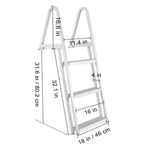 Scaletta a 3 Gradini in Lega di Alluminio con 4 Gradini Larghi, Tappetino Antiscivolo Facilmente Rimovibile, Capacità di Carico 350 Libbre per Barche Pontone e Piscine - Product Image 6