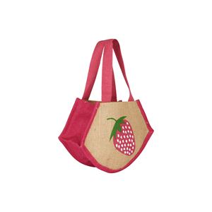 Vente en gros de sacs à provisions élégants en jute petit design rond imprimé fraise cadeau personnalisé à la mode pour les filles - Product Image 2