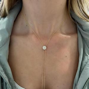 สร้อยคอแบบโซ่เส้นเล็กสำหรับผู้หญิง ทองคำแท้ 14k ประดับเพชรเพาะเลี้ยงแบบฝังเพชรเต็มเส้น ความยาว 30 นิ้ว ดีไซน์หรูหราทันสมัย ได้รับการรับรอง - Product Image 4
