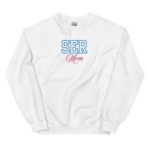 Sweat-shirt unisexe brodé « Mom » blanc à col rond, en polaire douce, style décontracté et confortable pour le quotidien - Product Image 1
