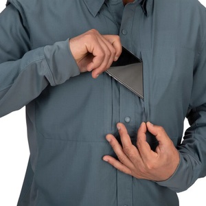 Custom Adults <b>Men's</b> Button Full Sleeve UPF 50 Vented Hunting Tactical Fishing Shirt Spandex/Polyester Anti-Bacterial Front Logo - Product Image 4