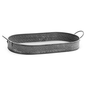 Ensemble de plateaux de service ronds en acier galvanisé de style farmhouse avec poignées en bois naturel, plateaux décoratifs en métal zinc pour plantes d'intérieur - Product Image 3