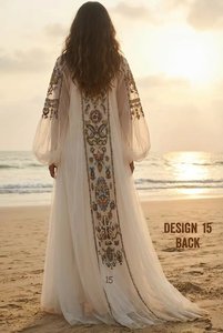 Robe de soirée modeste de style arabe |   Robe de soirée élégante faite à la main avec des perles |   Robe de Plage de Créateur pour Invitée de Mariage en Gros - Product Image 5