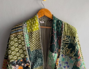 Veste matelassée patchwork à col mandarin, manches longues, en coton tissé, pour femme, cadeau pour elle - Product Image 4
