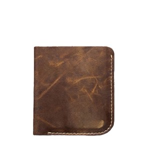 Vintage Distressed <b>Brown</b> Genuine Leather Bi Fold Card Holder <b>Wallet</b> With Contrast Stitching Slim Multi Pocket Men Cash Organizer - Product Image 4