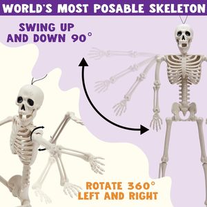 Set di 5 Scheletri Decorativi di Halloween da 16 Pollici, Completamente Articolati, Scheletri Appesi per Scienza Medica e Halloween - Product Image 3