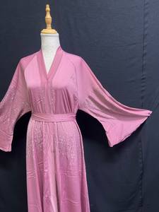 2026 Best Selling Modest Georgette Abaya Beaded Sequined Long Sleeve <b>Muslim</b> Traditional Handmade <b>Wedding</b> Women Breathable V Neck - Product Image 6