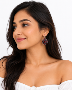 Large Quantity Antique <b>Silver</b> Plated <b>Stud</b> <b>Earrings</b> Women Garnet Pearl Flower Bohemian Style Bezel Setting Trendy Wedding Bulk - Product Image 3