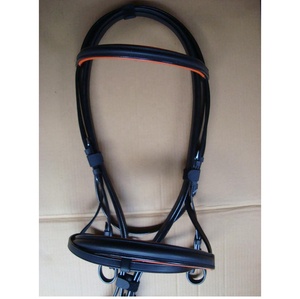 Brida doble de caballo de alta calidad con banda para cejas Clincher, cuero indio prémium con hebillas de latón, cuero de vaca suave acolchado - Product Image 1