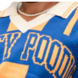 Sigma Gamma Rho Polo Sweater Women Blue Gold Knit Greek Letter Striped <b>Pullover</b> Premium Casual Stylish Top - Product Image 5