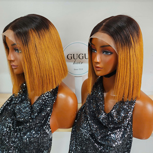 Peluca Bob de Color Combinado de 8 Pulgadas con Encaje Frontal HD Transparente para 5x5, Doble Trama, Sin Pegamento, Lacia Sedosa, Ondulada, 100% Cabello Humano Teñido - Product Image 3
