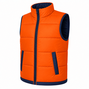 Custom <b>Men</b> Puffer Vest Full Zip Stand Collar Contrast Trim Padded Vest Horizontal Quilted Winter Vest Custom Sleeveless <b>Jacket</b> - Product Image 5