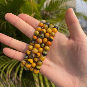 สร้อยข้อมือลูกปัดแจสเปอร์หลากสีธรรมชาติ เครื่องประดับหินขัดเงาทรงกลม งานฝีมืออัญมณีกึ่งมีค่า - Product Image 2