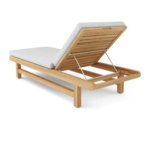 Tumbona Moderna de Teca para Exteriores con Cojín de Poliéster y Respaldo Ajustable para Patio - Product Image 3