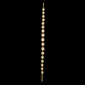 Impresionante pulsera vintage de oro de 18 quilates con eslabones y rubíes de corte redondo con engaste de bisel y piedras Polki para mujer, joyería hecha a mano. - Product Image 1