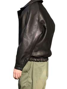 Men's Oversized Genuine <b>Leather</b> Bomber <b>Jacket</b> OEM Private Label Vintage Black Cowhide Zip Up <b>Leather</b> <b>Jacket</b> - Product Image 5