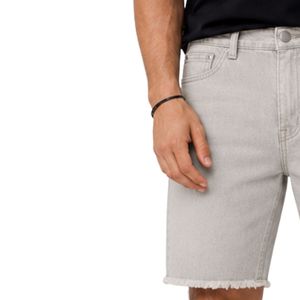 Pantalones Cortos de Mezclilla Gris Claro Personalizados para Hombre, Casuales de Verano, de Algodón, Corte Recto, con Dobladillo sin Rematar, Lavados, con Logotipo Personalizado, OEM, ODM, Venta al por Mayor - Product Image 6