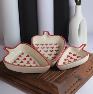 Pottery Contemporary Shiny Glazed Durable Serving Tray <b>Ceramic</b> Leaf <b>Plates</b> Set Handcrafted Eco-Friendly Dishwasher - Product Image 6