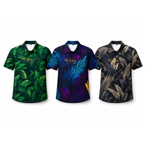 Chemises Hawaïennes pour Hommes, Imprimé Feuilles Tropicales par Sublimation, Design Personnalisé Aloha, Imprimé Floral, Popeline Respirante, Chemises de Vacances - Product Image 6