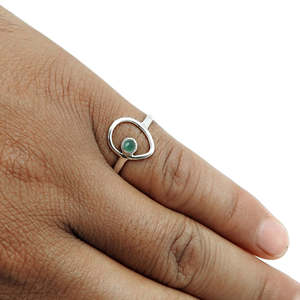 Natural Green Onyx Gemstone <b>Ring</b> In 925 Sterling Silver Handmade Open Band <b>Ring</b> Healing <b>Crystal</b> Bohemian Jewelry For Women - Product Image 4