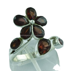 Chất lượng cao 925 sterling Silver Fine Nhẫn handmade Garnet đá quý trang sức đỏ Garnet bán buôn - Product Image 1
